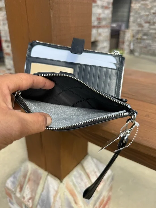 NWT Michael Kors Adele Framed Leather Double Zipper Smartphone Black Wallet - Picture 7 of 12